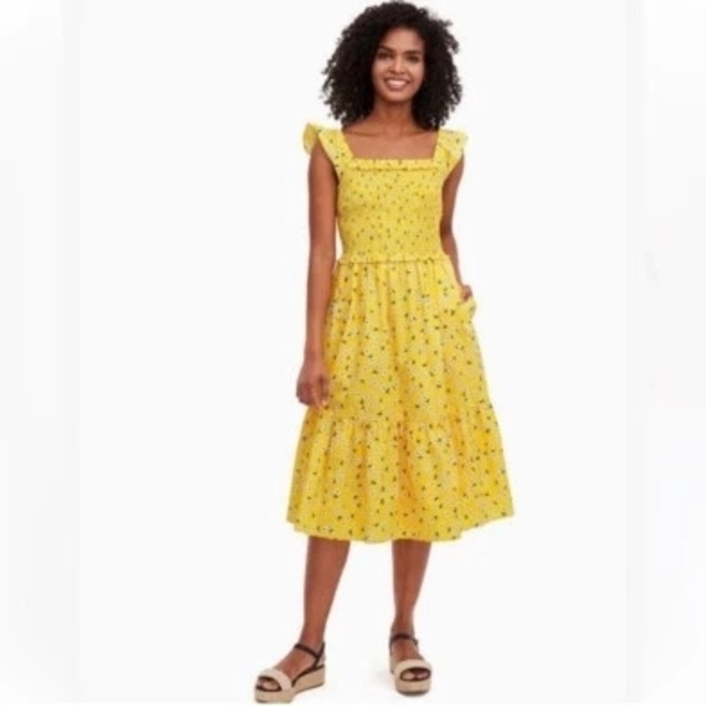 Kate Spade Yellow Floral Midi Dress